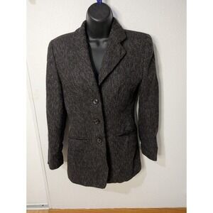 Vestimenta Italy Wool Tweed Blazer Women's‎ Tailored Y2K Jacket Charcoal Size S